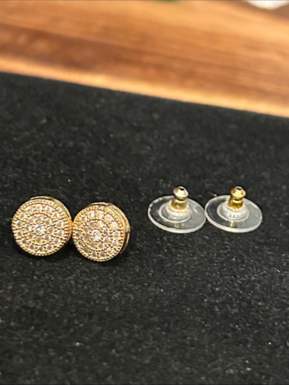 Gold-Tone Pavé Round Stud Earrings (REPLICA)